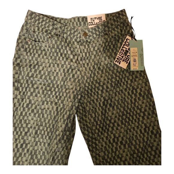 NWT FUTURE COLLECTIVE Straight Leg Checkered Denim Pant - Size 8 - Picture 5 of 12